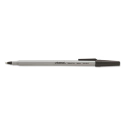 Universal Stick Ballpoint Pen Value Pack, Medium 1mm, Black Ink, Gray Barrel, 60/Pack