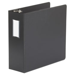 Universal Deluxe Non-View D-Ring Binder with Label Holder, 3 Rings, 4 in Capacity, 11 x 8.5, Black