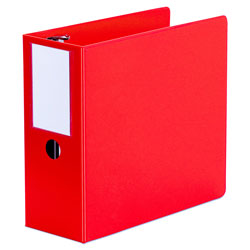 Universal Deluxe Non-View D-Ring Binder with Label Holder, 3 Rings, 5 in Capacity, 11 x 8.5, Red