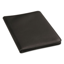 Universal Leather-Look Pad Folio, Inside Flap Pocket w/Card Holder, Black