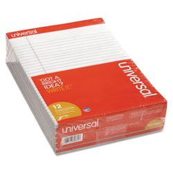 Universal Colored Perforated Writing Pads, Wide/Legal Rule, 8.5 x 11, Gray, 50 Sheets, Dozen