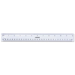 Universal Clear Plastic Ruler, Standard/Metric, 12 in