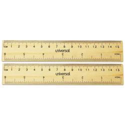 Universal Flat Wood Ruler, Standard/Metric, 6 in