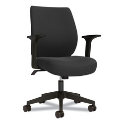 Union & Scale™ Essentials Fabric Task Chair with Arms, Supports Up to 275 lb, Black Seat/Back, Black Base