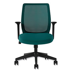 Union & Scale™ Essentials Mesh Back Fabric Task Chair with Arms, Supports Up to 275 lb, Teal Fabric Seat/Mesh Back, Black Base