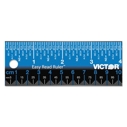 Victor Easy Read Stainless Steel Ruler, Standard/Metric, 18 in, Blue