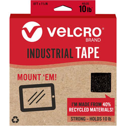 Velcro Eco Collection Adhesive Backed Tape - 8 ft Length x 1.88 in Width - 1 / Each - Black