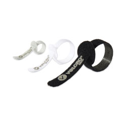 Velcro Portable Cord Ties, (2) 3 in x 0.25 in/ (2) 5 in x 0.38 in/ (2) 7 in x 0.5 in, Black/Gray/White, 6/Pack