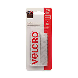 Velcro Sticky-Back Fasteners, Four 0.75 in x 3.5 in Strips, White