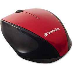 Verbatim Wireless Mouse, Blue LED, Easy Grip, 3-7/8 inx2-1/2 inx1-1/2 in,RD