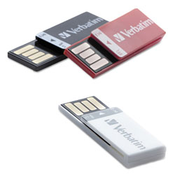 Verbatim Clip-it USB Flash Drive, 8 GB, Assorted Colors, 3/Pack