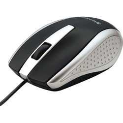 Verbatim Mouse, Optical, Corded, f/PCs & Macs, Silver/Black