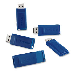 Verbatim Classic USB 2.0 Flash Drive, 16 GB, Blue, 5/Pack