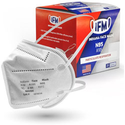 IFM V3GATE Indiana Face Mask N95 Respirators - Recommended for: Face - 5-layered, Adjustable Nose Clip - Airborne Particle Protection - Polyethylene, Non-woven Polypropylene - Red - 25 / Box