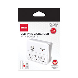 RCA 3-Outlet Wall Tap, White