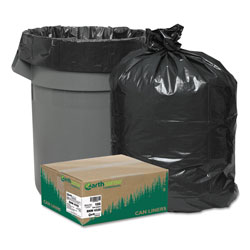 Webster Recycled Can Liners, 56gal, 2mil, 43 x 47, Black, 100/Carton