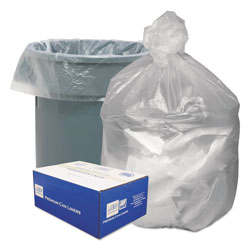Webster Waste Can Liners, 30 gal, 8 microns, 30 in x 36 in, Natural, 500/Carton
