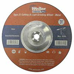 Weiler Vortec Pro Type 27 Pipeline Cut/Grind Wheel, 9in Dia, 5/8in Arbor, 24 Grit, T