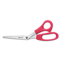 Westcott® Value Line Stainless Steel Shears, 8" Long, 3.5" Cut Length, Red Offset Handle