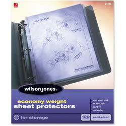 Wilson Jones Economy Weight Top-Loading Sheet Protectors, Semi-Clear Finish, Letter, 100/Box