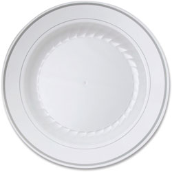 Comet Masterpiece Round Plate, 10.25 in Diameter Plate, Plastic, Disposable, White, 120 Piece(s)/Carton