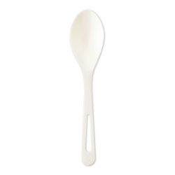 World Centric TPLA Compostable Cutlery, Spoon, 6 in, White, 1,000/Carton