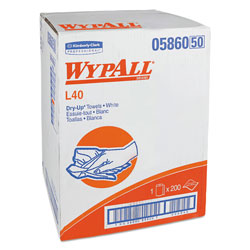 WypAll® L40 Towels, Dry Up Towels, 19 1/2" x 42", White, 200 Towels/Roll (05860KIM)