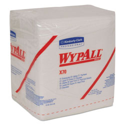 WypAll® X70 Cloths, 1/4 Fold, 12 1/2 x 12, White, 76/Pack, 12 Packs/Carton (KIM41200)