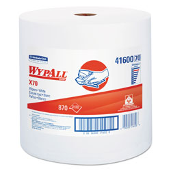WypAll® X70 Cloths, Jumbo Roll, Perf., 12 1/2 x 13 2/5, White, 870 Towels/Roll (KIM41600)