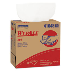 WypAll® X80 Cloths, HYDROKNIT, POP-UP Box, 9 1/10 x 16 4/5, White, 80/Bx, 5 Boxes/Carton (41048KIM)