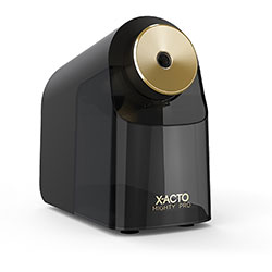 X-Acto Model 1606 Mighty Pro Electric Pencil Sharpener, AC-Powered, 4 in x 8 in x 7.5 in, Black/Gold/Smoke