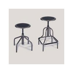 Safco Diesel Backless Industrial Stool, Low Base, Black Leather Seat
