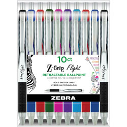 Zebra Pen Z-Grip Flight Retractable Pens - Bold Pen Point - 10 / Pack