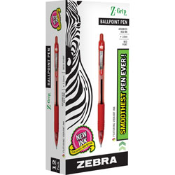 Zebra Pen Z-Grip Retractable Ballpoint Pen, 1 mm Pen Point Size - Red Ink