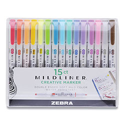 Zebra Pen Mildliner Double Ended Highlighter, Chisel/Bullet Tip, Assorted Colors, 5/Pack