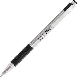 Zebra Pen F-301 Retractable Ballpoint Pen, 1.6 mm, Black Ink, Stainless Steel/Black Barrel, Dozen (ZEB27310)