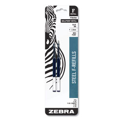 Zebra Pen F-Refill, Medium Point, Blue Ink, 2/Pack