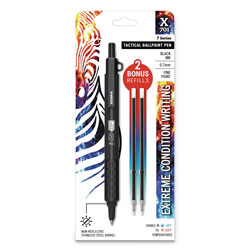 Zebra Pen X-701 Retractable Ballpoint Pen, Fine 0.7mm, Black Ink, Black Barrel