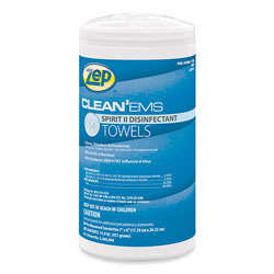 Zep Commercial® Clean'Ems Spirit II Towels, 8 x 7, Citrus, 80/Canister, 6 Canisters/Carton