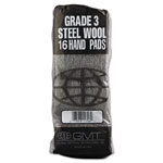 Global Material Industrial-Quality Steel Wool Hand Pad, #3 Medium, 16/Pack, 192/Carton view 2