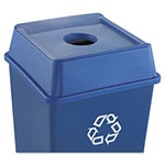 Rubbermaid Untouchable Bottle and Can Recycling Top, Square, 20.13w x 20.13d x 6.25h, Blue view 1