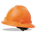 MSA V-Gard Full-Brim Hard Hats, Ratchet Suspension, Size 6 1/2 - 8, High-Viz Orange view 1