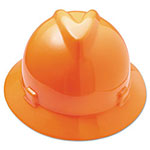 MSA V-Gard Full-Brim Hard Hats, Ratchet Suspension, Size 6 1/2 - 8, High-Viz Orange view 2