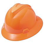 MSA V-Gard Full-Brim Hard Hats, Ratchet Suspension, Size 6 1/2 - 8, High-Viz Orange view 4