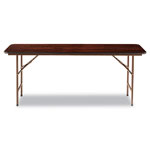 Alera Wood Folding Table, Rectangular, 71 7/8w x 17 3/4d x 29 1/8h, Mahogany view 4