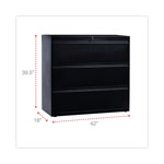 Alera Lateral File, 3 Legal/Letter/A4/A5-Size File Drawers, Black, 42