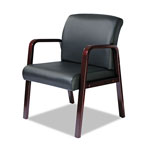 Alera Reception Lounge WL Series Guest Chair, 24.21'' x 26.14'' x 32.67'', Black Seat/Black Back, Mahogany Base view 1