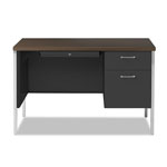 Alera Single Pedestal Steel Desk, Metal Desk, 45.25w x 24d x 29.5h, Mocha/Black view 2