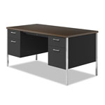 Alera Double Pedestal Steel Desk, Metal Desk, 60w x 30d x 29.5h, Mocha/Black view 4