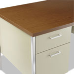 Alera Double Pedestal Steel Desk, Metal Desk, 60w x 30d x 29.5h, Cherry/Putty view 2